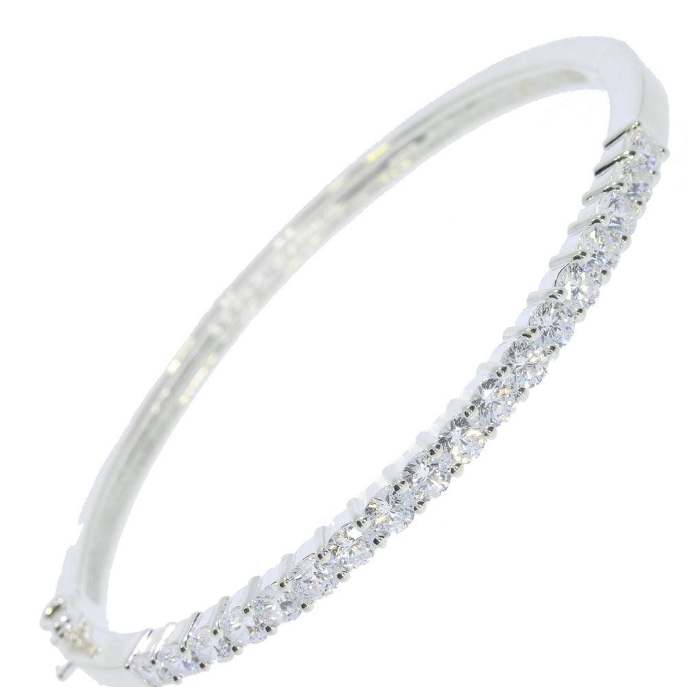 Solid Silver CZ Bangle