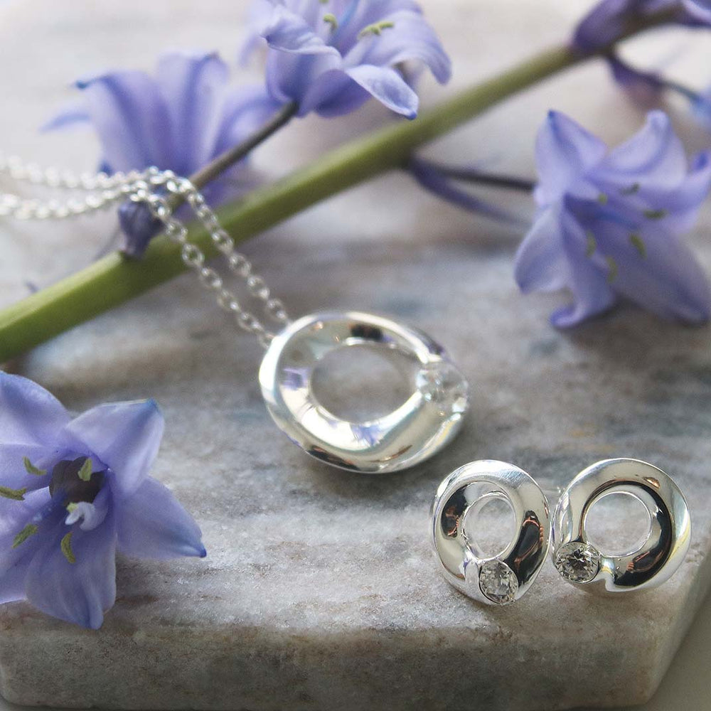 Silver Chunky Circle CZ Pendant