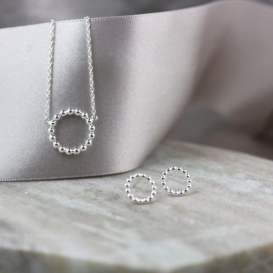 Silver Open Beaded Circle Necklace