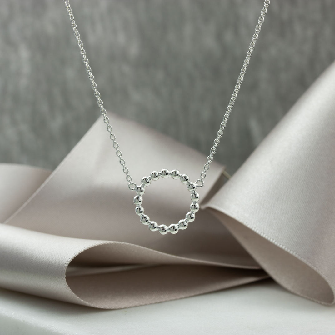 Silver Open Beaded Circle Necklace
