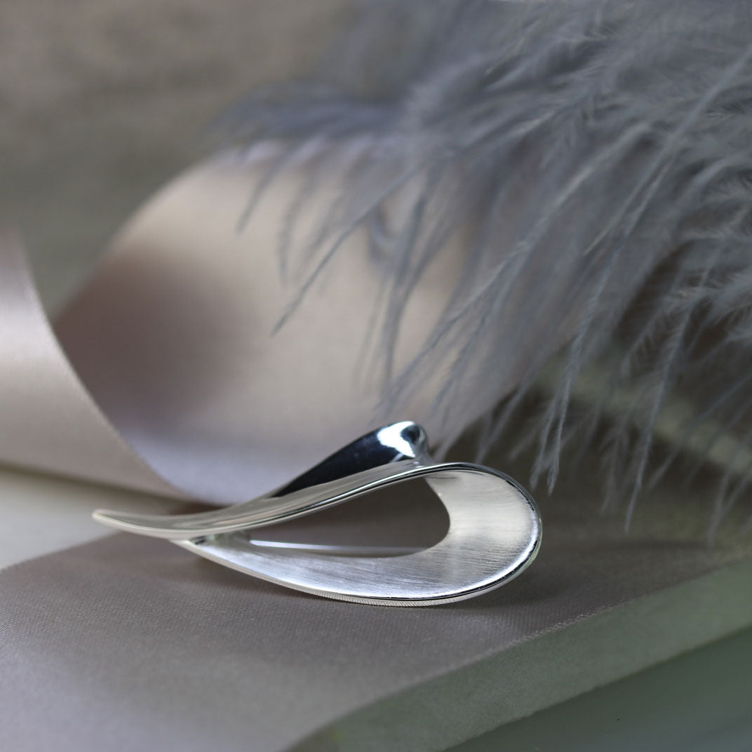 Solid Silver Twist Brooch