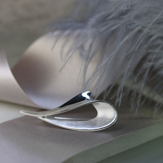 Solid Silver Twist Brooch