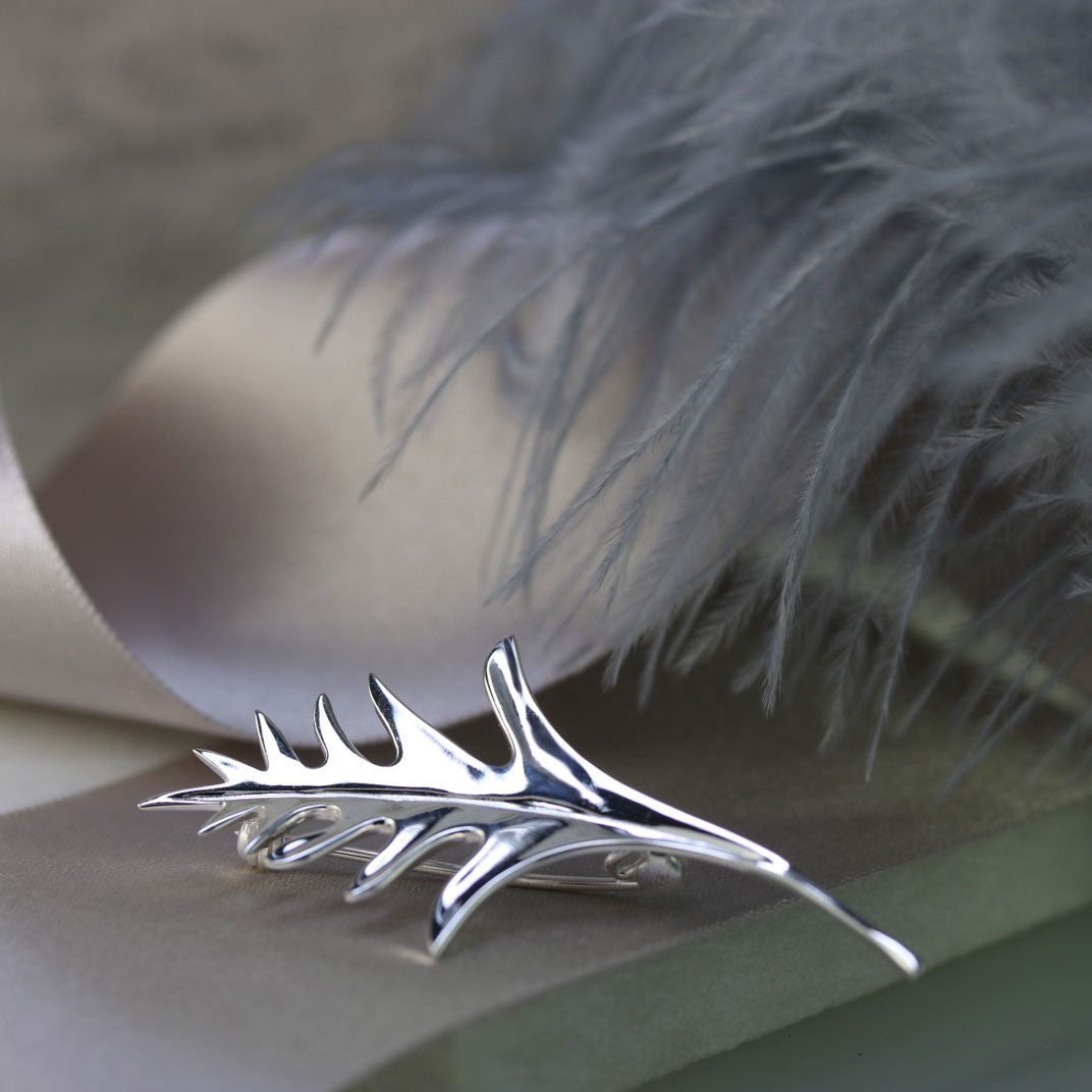 Solid Silver Fern Leaf Brooch