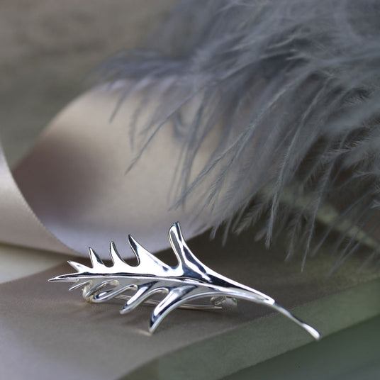 Solid Silver Fern Leaf Brooch