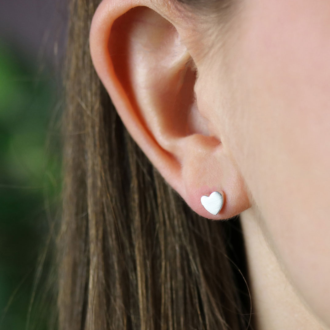 Silver Heart Stud Earrings