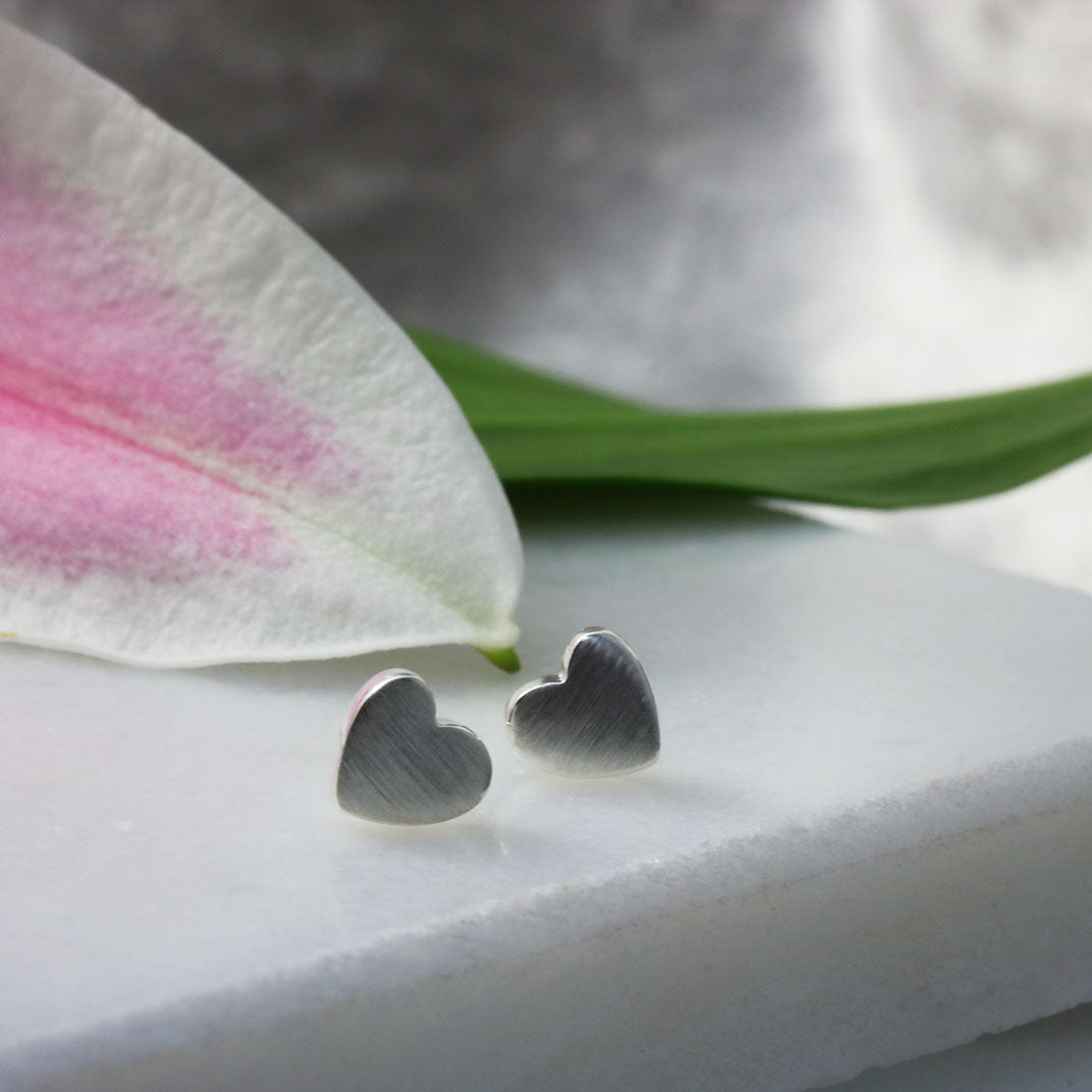 Silver Heart Stud Earrings