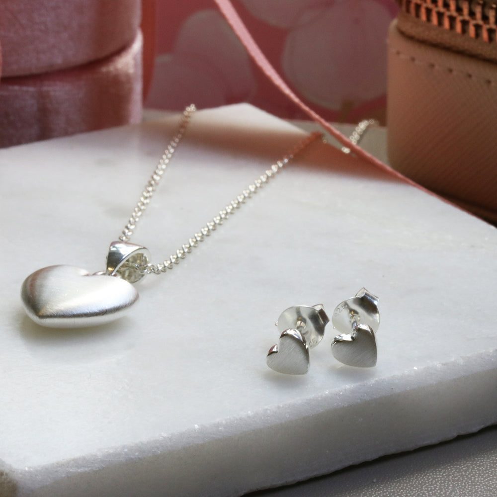 Silver Brushed Heart Pendant