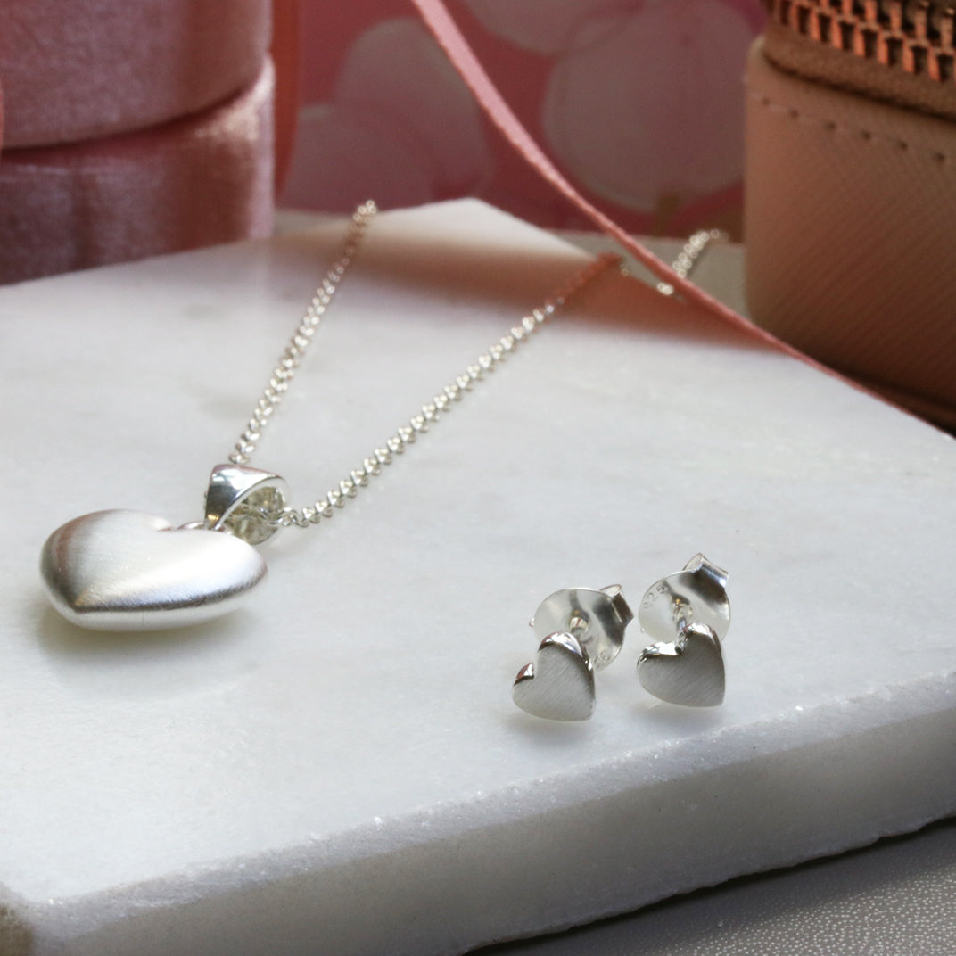 Silver Brushed Heart Pendant