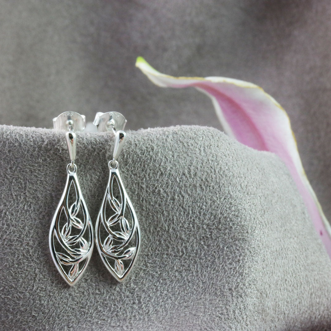 Silver Marquise Drop Earrings