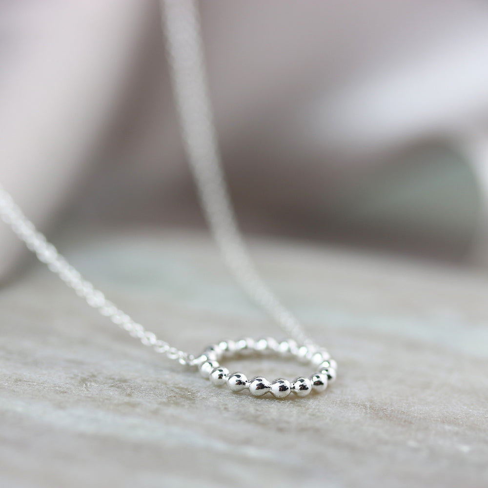Silver Open Beaded Circle Necklace