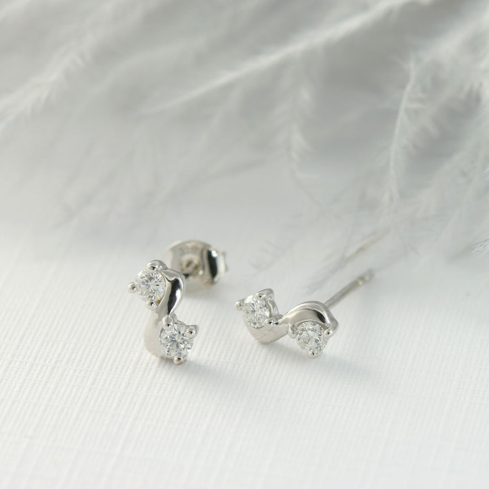 9ct White Gold Twist Diamond Studs