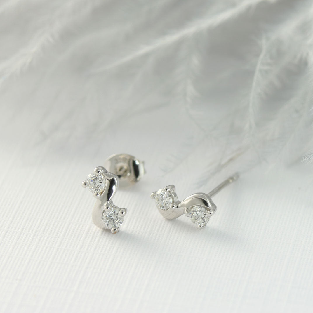 9ct White Gold Twist Diamond Studs