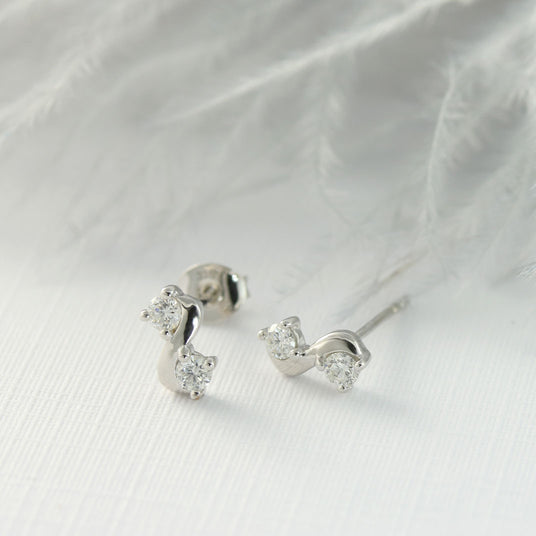 9ct White Gold Twist Diamond Studs