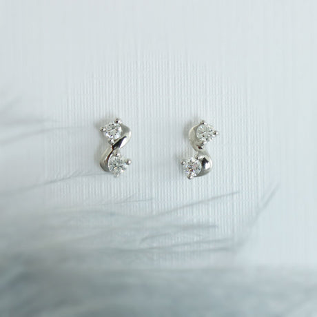 9ct White Gold Twist Diamond Studs