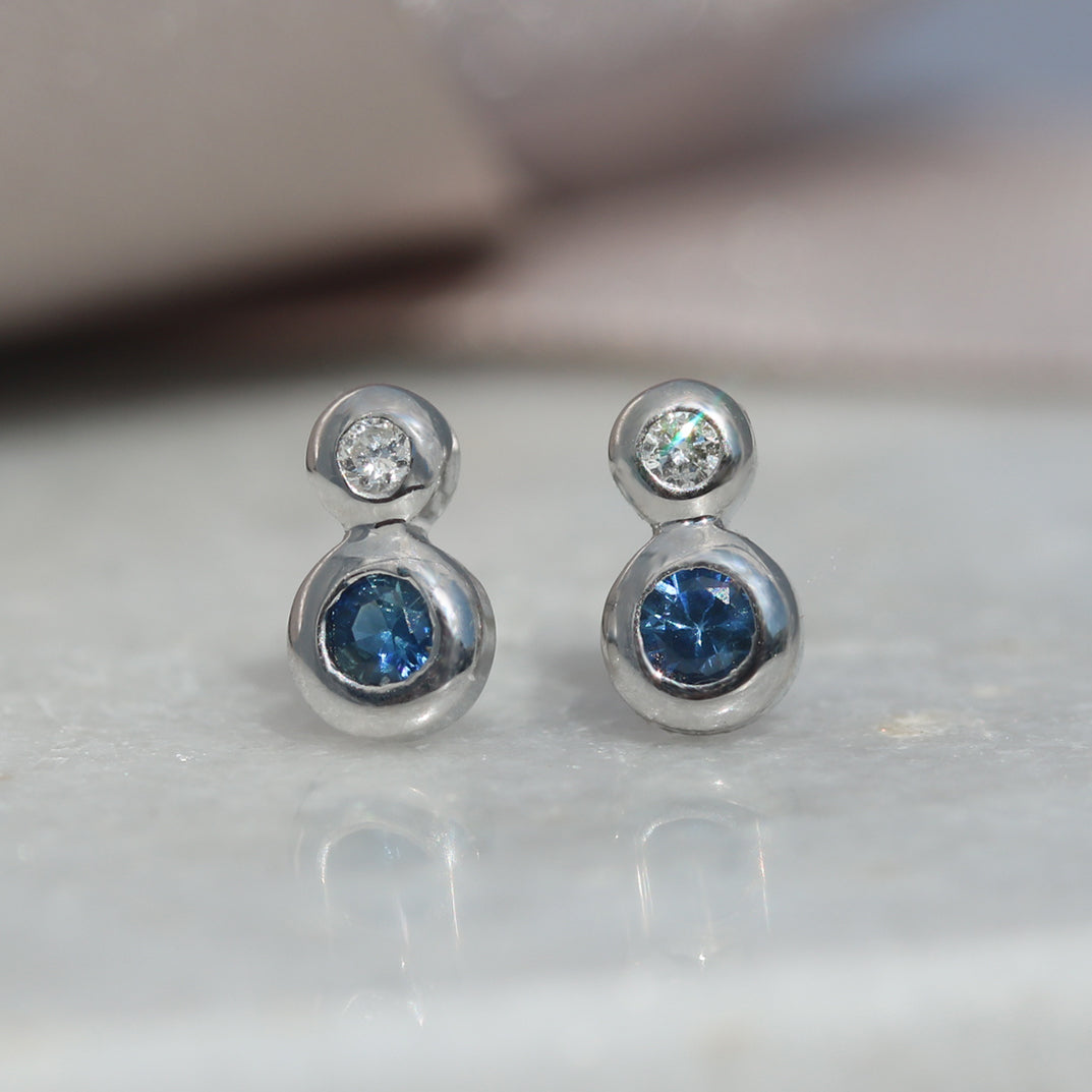 9ct White Sapphire & Diamond Studs