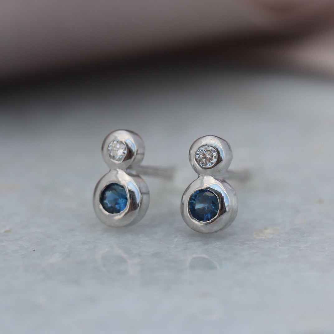 9ct White Sapphire & Diamond Studs