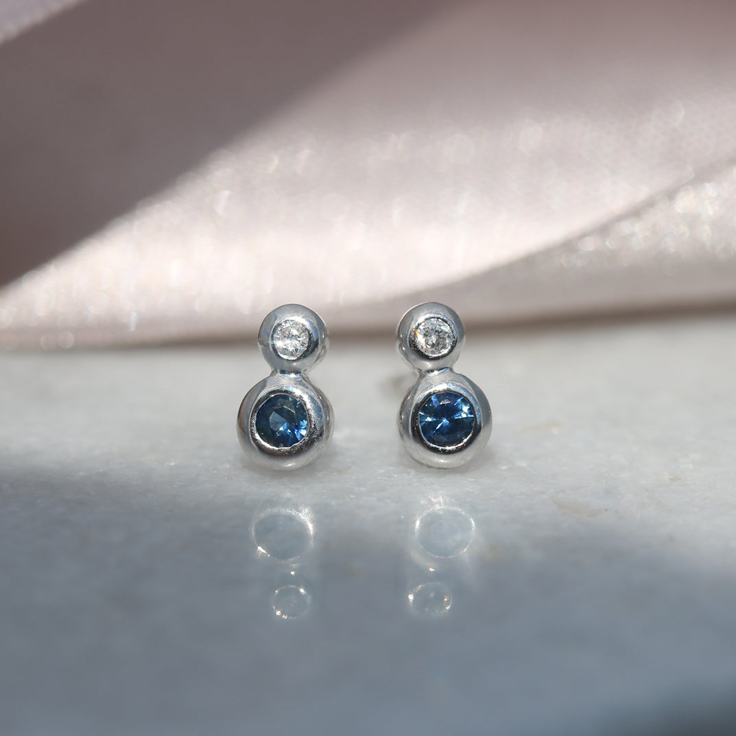 9ct White Sapphire & Diamond Studs