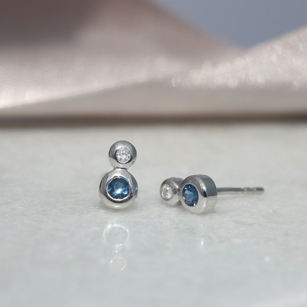 9ct White Sapphire & Diamond Studs