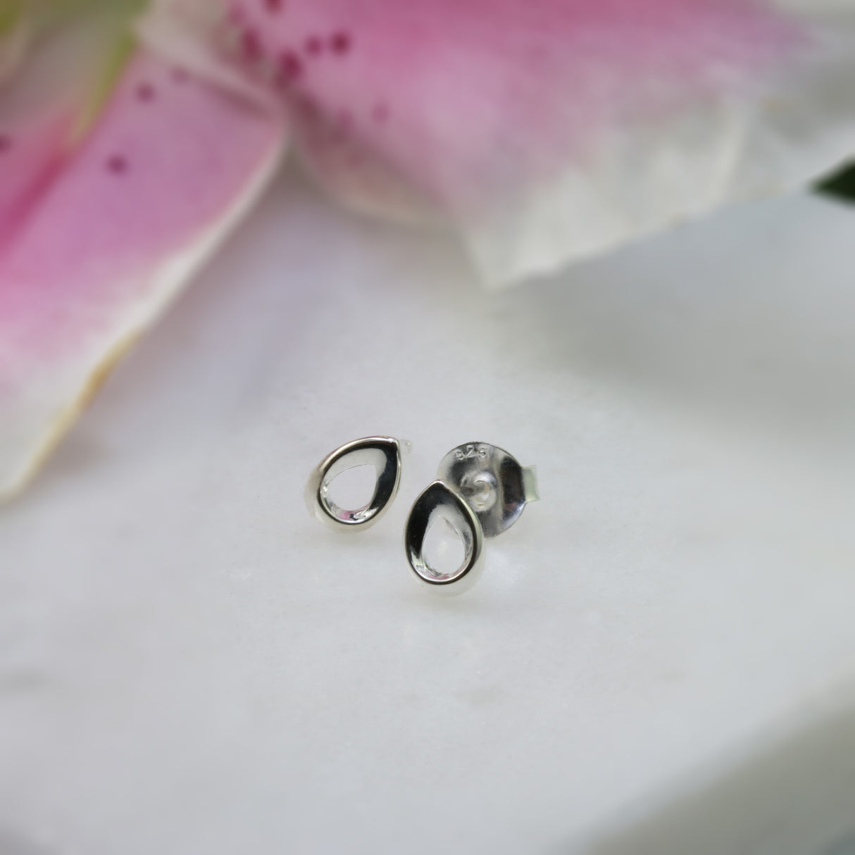 Silver Tiny Teardrop Stud Earring