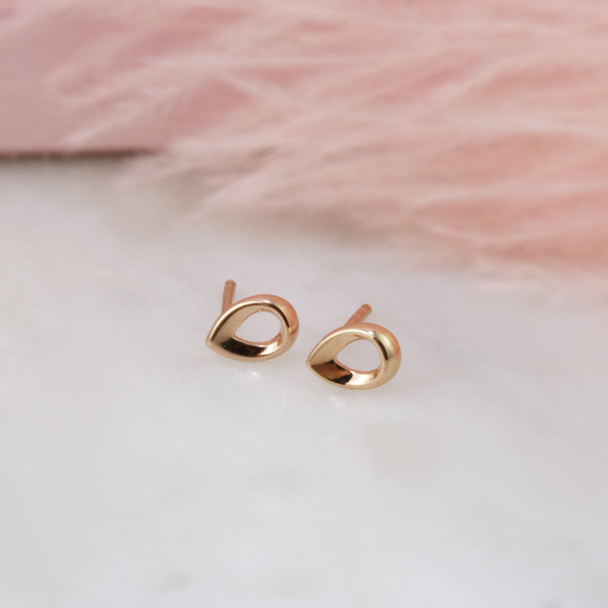 Silver Rose Gold Small Pear Shape Stud Earrings