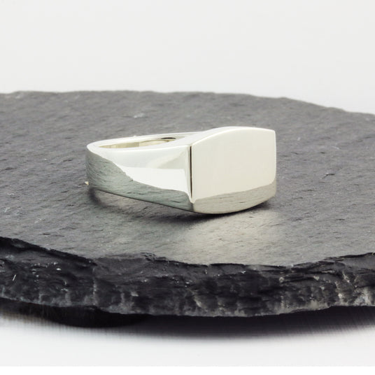 Silver Plain Polished Signet Ring