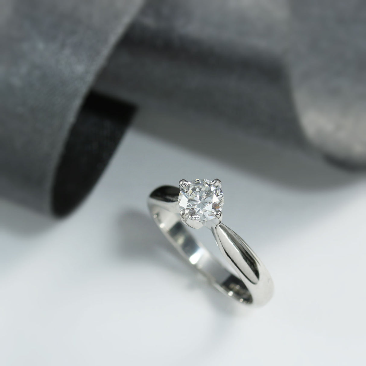 Pre Owned 18ct Gold GIA Certified Diamond Solitaire Ring 0.53ct F VS2