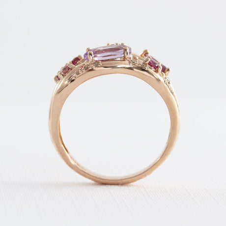 Pre Owned 9ct Rose Gold Amethyst & Pink Tourmaline Ring