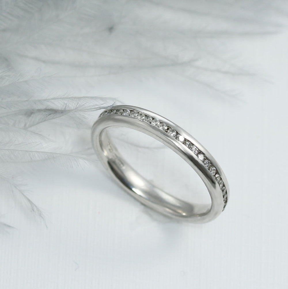 Pre Owned 18ct White Gold Full Diamond Set Eternity Ring or Wedding Band