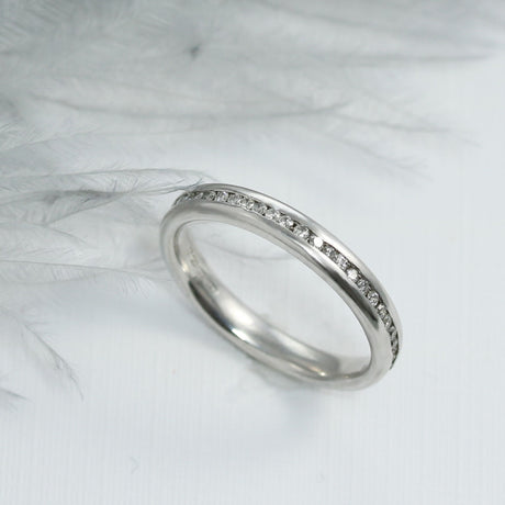 Pre Owned 18ct White Gold Full Diamond Set Eternity Ring or Wedding Band