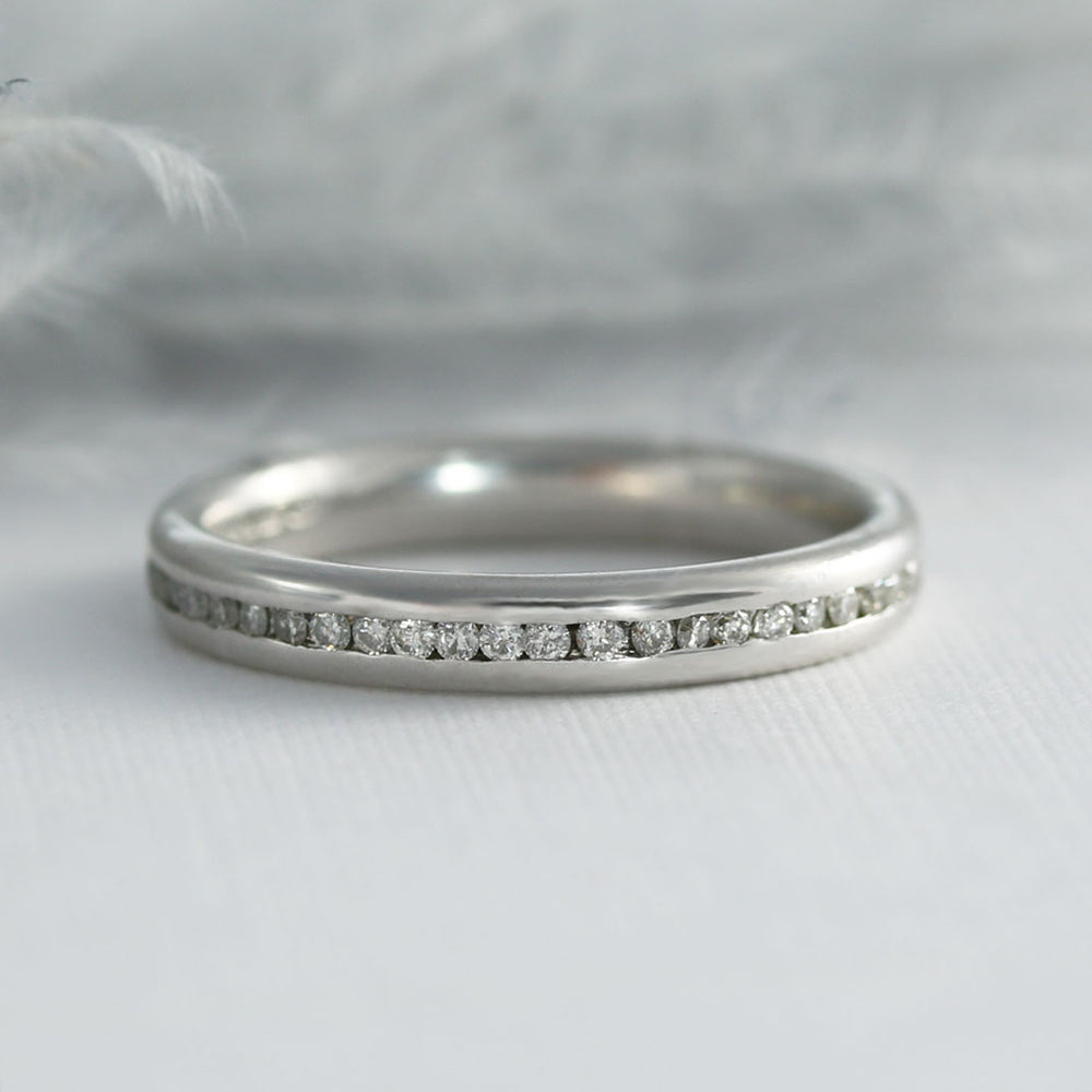 Pre Owned 18ct White Gold Full Diamond Set Eternity Ring or Wedding Band