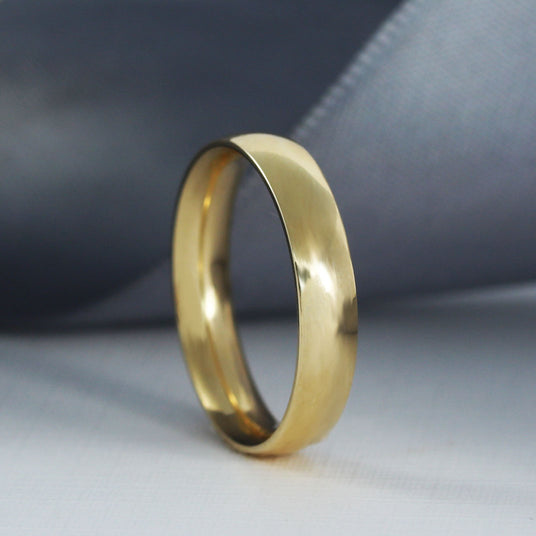 9ct Yellow Gold 4mm Soft Court Wedding Ring