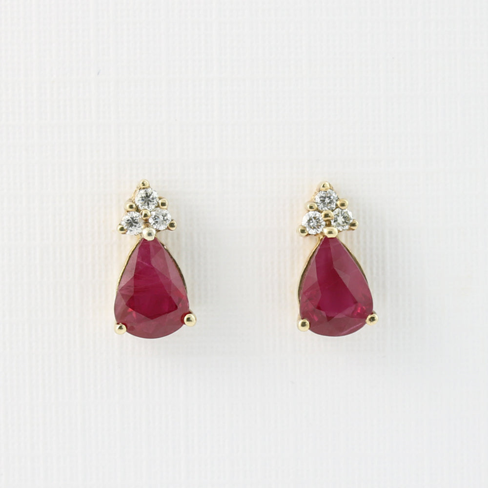 9ct Gold Ruby and Diamond Stud Earrings