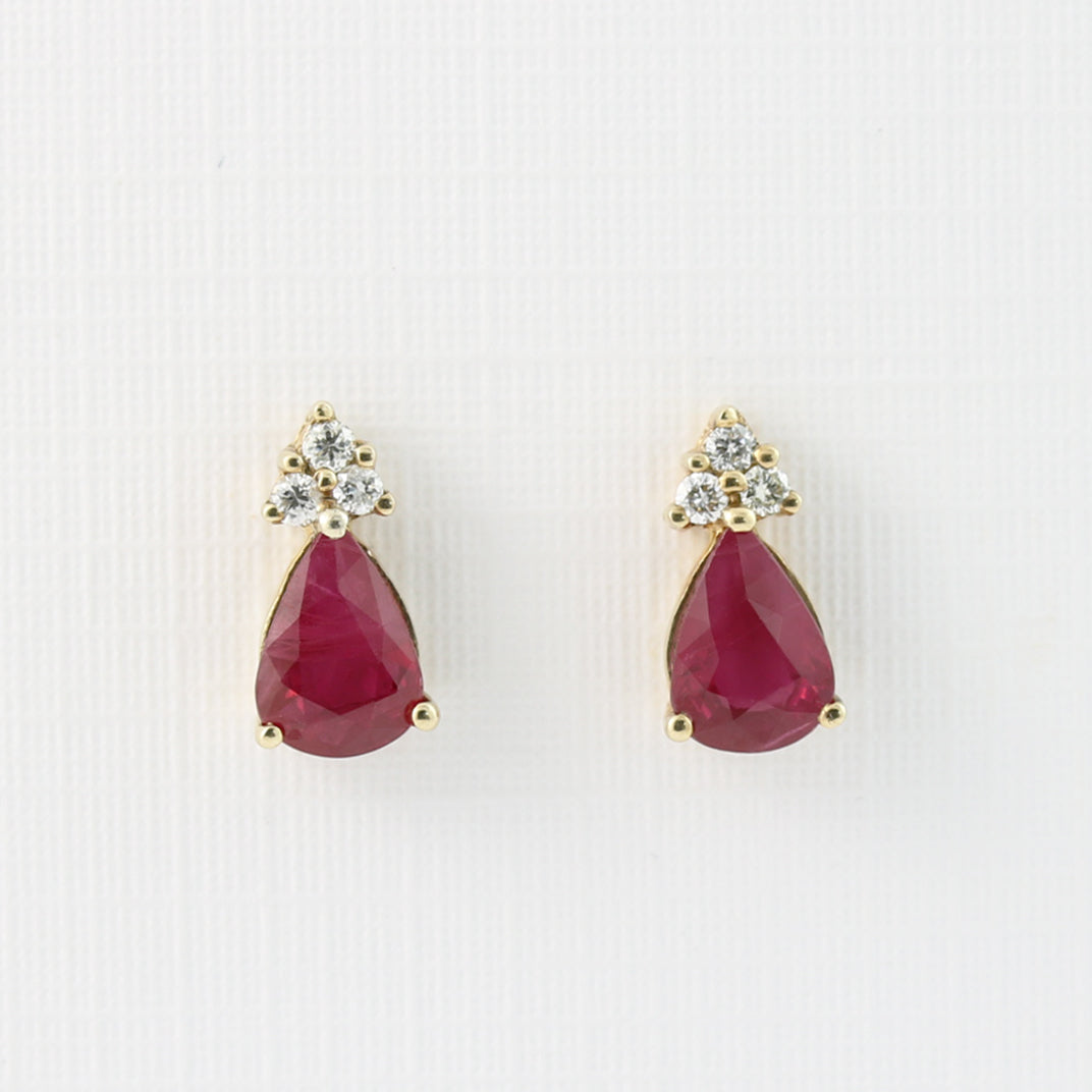 9ct Gold Ruby and Diamond Stud Earrings