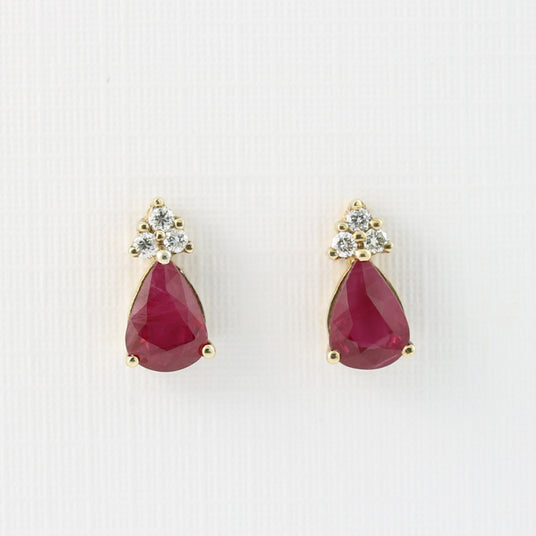9ct Gold Ruby and Diamond Stud Earrings