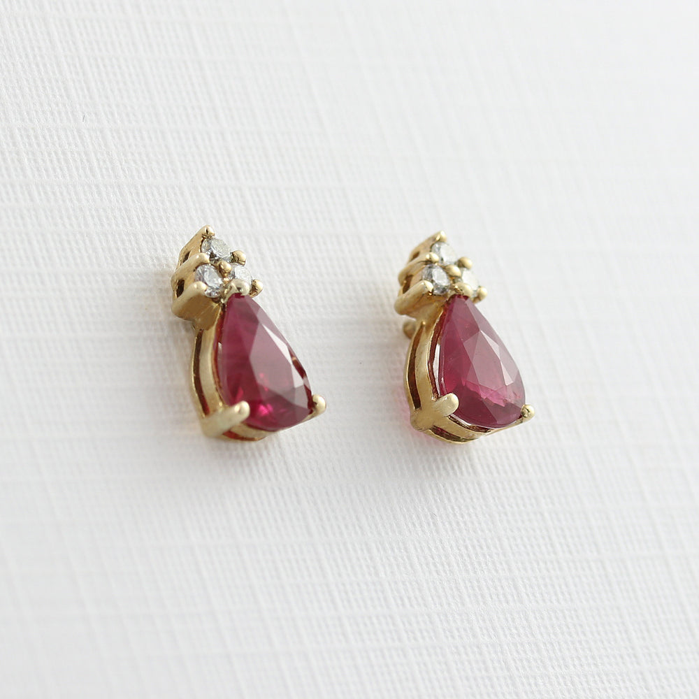 9ct Gold Ruby and Diamond Stud Earrings