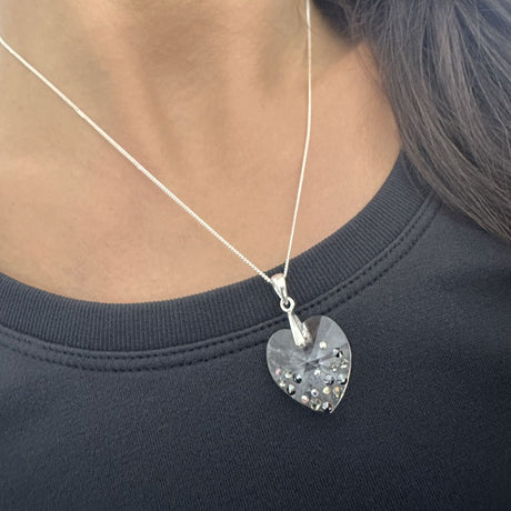 Clear Heart Pendant with Crystal Studs