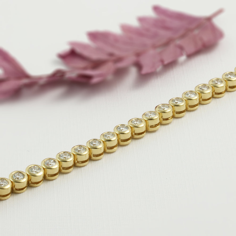 18ct Yellow Gold Diamond Tennis Bracelet 3.70ct