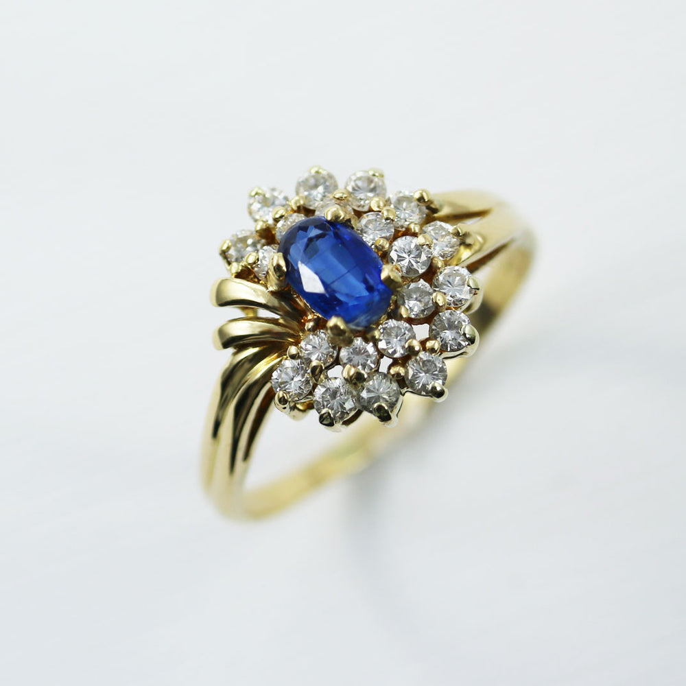 Pre Owned 18ct Yellow Gold Sapphire & Diamond Cluster Ring