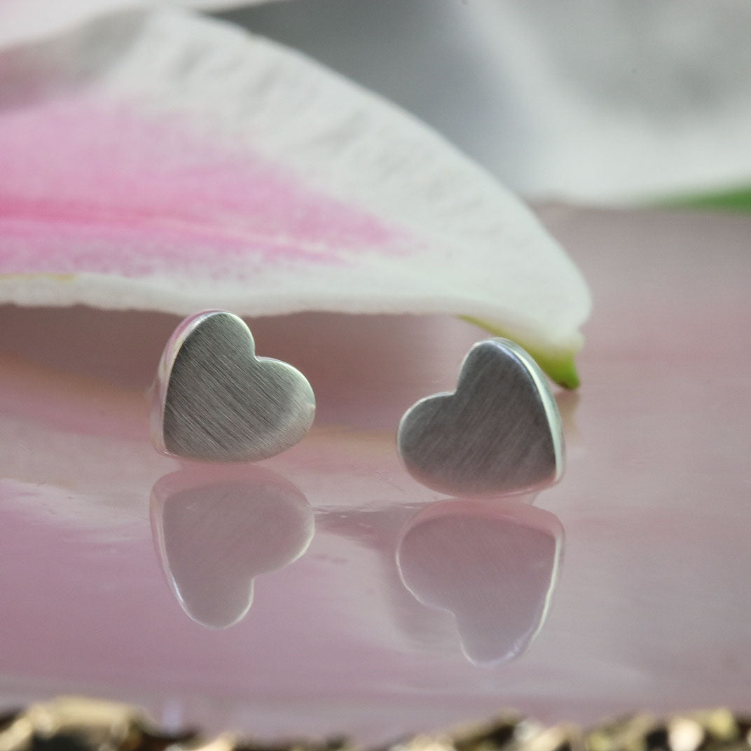 Silver Heart Stud Earrings