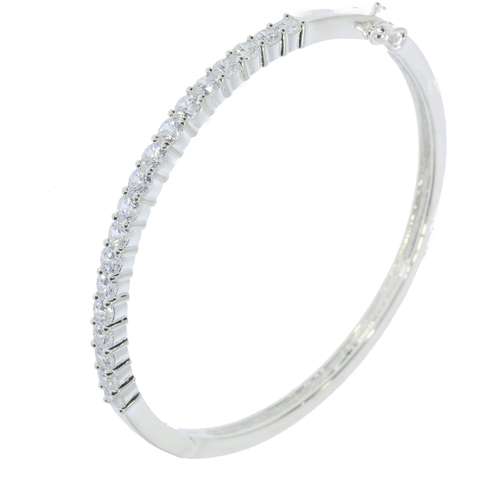 Solid Silver CZ Bangle