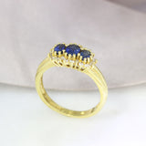 18ct Yellow Gold Claw Set 3 Oval Sapphire & Diamond Cluster Ring