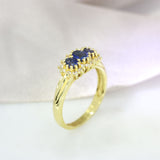 18ct Yellow Gold Claw Set 3 Oval Sapphire & Diamond Cluster Ring