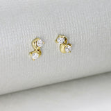 9ct Yellow Gold Two Stone Cubic Zirconia Studs