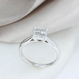 Pre Owned 9ct Gold Princess Cut Diamond Illusion Set Cluster Ring 0.50ct