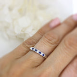 Pre Owned 18ct White Gold Sapphire & Diamond Channel Set Eternity Ring