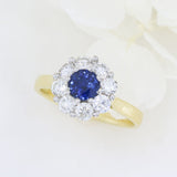 18ct Yellow Gold Sapphire & Diamond Cluster Ring