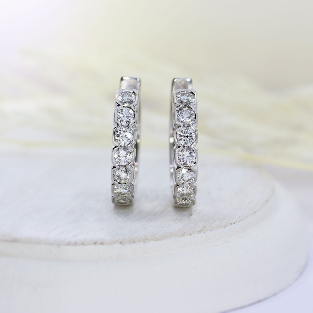 Pre Owned 18ct White Gold Diamond Creole Earrings Approx 0.84ct