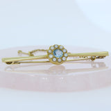 Pre Owned 15ct Yellow Gold Aquamarine & Seed Pearl Brooch