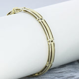 Pre Owned 9ct White & Yellow Gold Oblong Link Bracelet