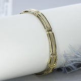 Pre Owned 9ct White & Yellow Gold Oblong Link Bracelet